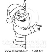 Vector Illustration of Christmas Santa Claus Pointing Around Sign by AtStockIllustration