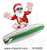 Vector Illustration of Christmas Santa Claus Surfing and Wearing Sunglasses by AtStockIllustration