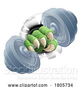 Vector Illustration of Claw Dumb Bell Gym Weight Dumbbell Monster Hand by AtStockIllustration
