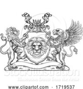 Vector Illustration of Coat of Arms Crest Griffin Lion Family Shield Seal by AtStockIllustration