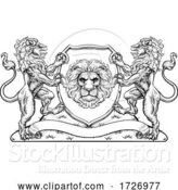 Vector Illustration of Coat of Arms Lions Crest Shield Family Seal by AtStockIllustration