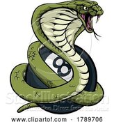 Vector Illustration of Cobra Snake Pool 8 Ball Billiards Mascot by AtStockIllustration