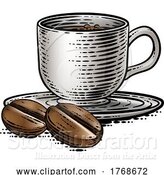 Vector Illustration of Coffee Beans and Cup Vintage Woodcut Illustration by AtStockIllustration