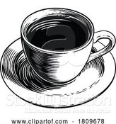 Vector Illustration of Coffee Mug Cup Retro Etching Engraving Woodcut by AtStockIllustration