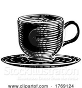 Vector Illustration of Coffee Tea Cup Hot Drink Mug Woodcut Etching by AtStockIllustration