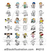 Vector Illustration of Colored and Outlined People Engaged in Different Sports by AtStockIllustration