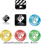 Vector Illustration of Colored Clapper Icon Buttons by AtStockIllustration