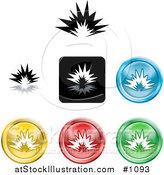 Vector Illustration of Colored Explosion Icon Buttons by AtStockIllustration