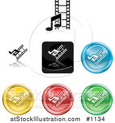 Vector Illustration of Colored Media Music and Film Icon Buttons Icon Buttons by AtStockIllustration