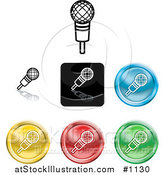 Vector Illustration of Colored Microphone Icon Buttons by AtStockIllustration