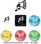 Vector Illustration of Colored Music Speaker Icon Buttons by AtStockIllustration