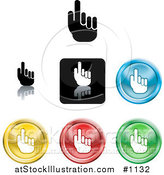 Vector Illustration of Colored Pointing Hand Icon Buttons by AtStockIllustration