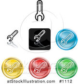 Vector Illustration of Colored Wrench Icon Buttons by AtStockIllustration