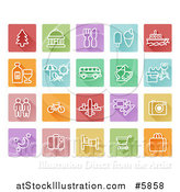 Vector Illustration of Colorful Flat Design Square Travel Icons by AtStockIllustration