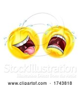 Vector Illustration of Comedy Tragedy Theatre Masks Emoticon Face Icons by AtStockIllustration