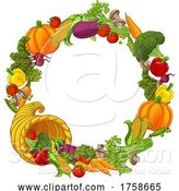 Vector Illustration of Cornucopia Gold Horn of Plenty Vegetables Frame by AtStockIllustration