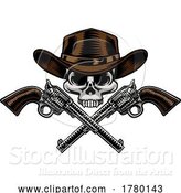 Vector Illustration of Cowboy Hat Pistols Skull Pirate Cross Bones by AtStockIllustration