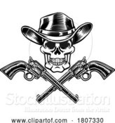 Vector Illustration of Cowboy Hat Pistols Skull Pirate Cross Bones by AtStockIllustration