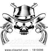 Vector Illustration of Cowboy Hat Pistols Skull Pirate Cross Bones by AtStockIllustration