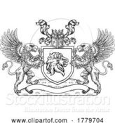 Vector Illustration of Crest Coat of Arms Lion Griffin Griffon Shield by AtStockIllustration