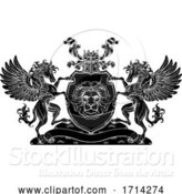 Vector Illustration of Crest Pegasus Horses Coat of Arms Lion Shield Seal by AtStockIllustration