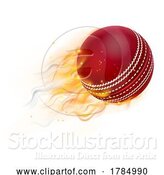 Vector Illustration of Cricket Ball with Flame or Fire Concept by AtStockIllustration