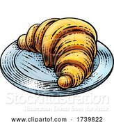 Vector Illustration of Croissant Pastry Bread Food Drawing Woodcut by AtStockIllustration