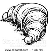 Vector Illustration of Croissant Pastry Bread Food Drawing Woodcut by AtStockIllustration