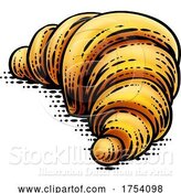 Vector Illustration of Croissant Pastry Bread Food Drawing Woodcut by AtStockIllustration