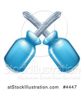 Vector Illustration of Crossed Blue Handled Screwdrivers by AtStockIllustration