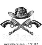 Vector Illustration of Crossed Pistols and Sheriff Star Cowboy Hat by AtStockIllustration