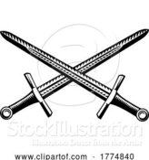 Vector Illustration of Crossed Swords Vintage Engraved Etching Woodcut by AtStockIllustration