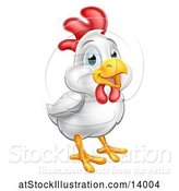 Vector Illustration of Cute Happy White Chicken or Rooster by AtStockIllustration