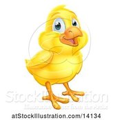 Vector Illustration of Cute Happy Yellow Easter Chick by AtStockIllustration