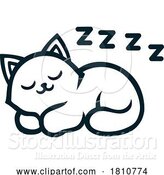 Vector Illustration of Cute Sleeping Cat or Kitten Character by AtStockIllustration