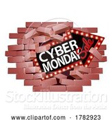 Vector Illustration of Cyber Monday Sale Sign Breaking Wall Concept by AtStockIllustration