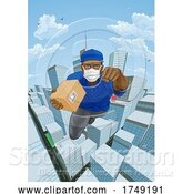 Vector Illustration of Delivery Courier Superhero Flying Super Hero by AtStockIllustration