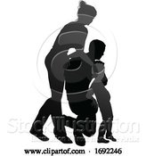 Vector Illustration of Detailed Family Silhouette by AtStockIllustration