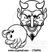 Vector Illustration of Devil Bowling Sports Mascot by AtStockIllustration