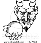 Vector Illustration of Devil Cricket Sports Mascot by AtStockIllustration