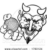 Vector Illustration of Devil Satan Golf Ball Sports Mascot by AtStockIllustration