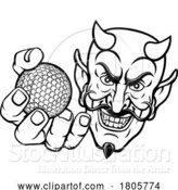 Vector Illustration of Devil Satan Golf Ball Sports Mascot by AtStockIllustration