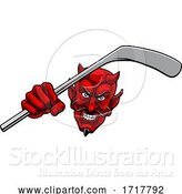 Vector Illustration of Devil Satan Ice Hockey Sports Mascot by AtStockIllustration