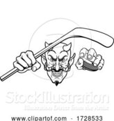 Vector Illustration of Devil Satan Ice Hockey Sports Mascot by AtStockIllustration