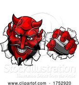 Vector Illustration of Devil Satan Ice Hockey Sports Mascot by AtStockIllustration