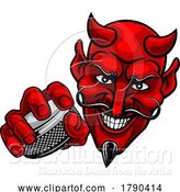 Vector Illustration of Devil Satan Ice Hockey Sports Mascot by AtStockIllustration