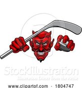 Vector Illustration of Devil Satan Ice Hockey Sports Mascot by AtStockIllustration