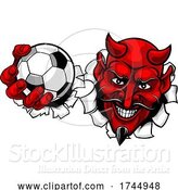 Vector Illustration of Devil Soccer Football Ball Sports Mascot by AtStockIllustration