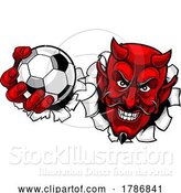 Vector Illustration of Devil Soccer Football Ball Sports Mascot by AtStockIllustration