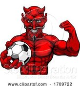 Vector Illustration of Devil Soccer Football Sports Mascot Holding Ball by AtStockIllustration